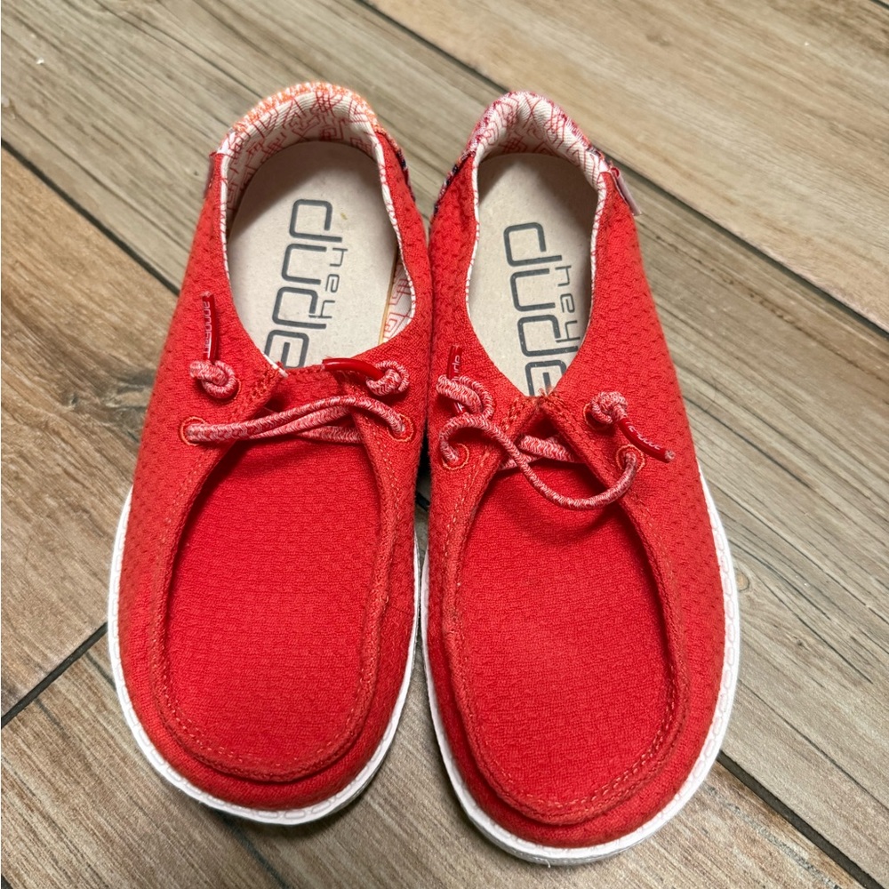 Hey Dude Kids Red Casual Lace-Up Sneakers